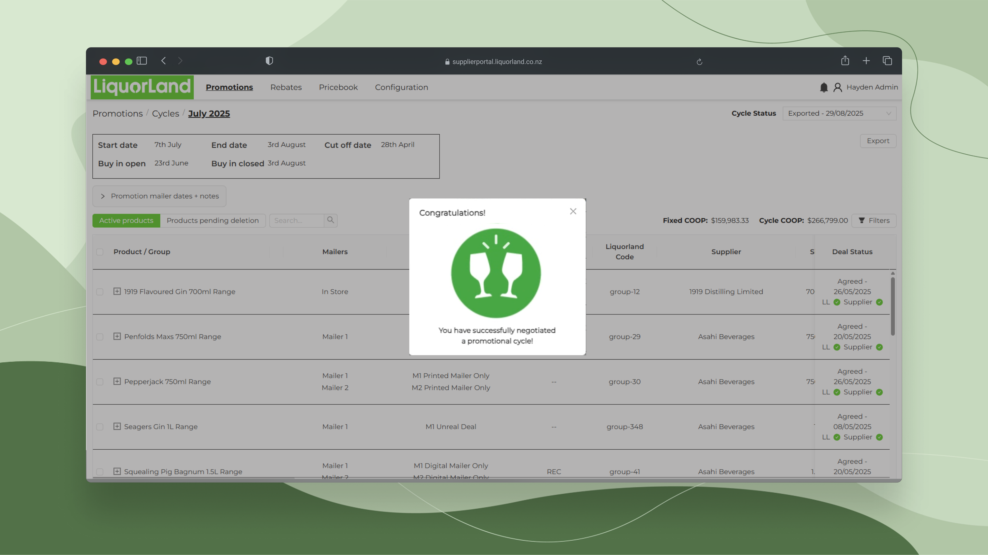 Screenshot of the animation that runs when a promotion cycle has been negotiated